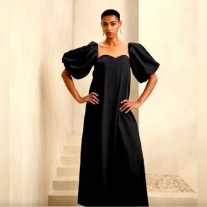 Banana Republic NWT bubble balloon puff sleeve sweetheart black long dress